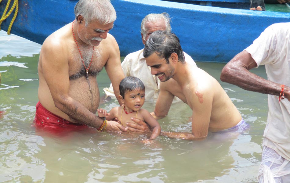 Children happy moments in Puskara ghats