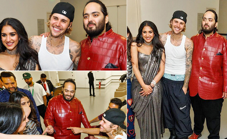 Justin Bieber With Anant Ambani And Radhika Merchant Sangeet Photos