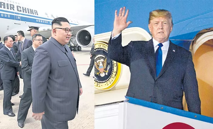 US and N Korean leaders arrive in Singapore - Sakshi