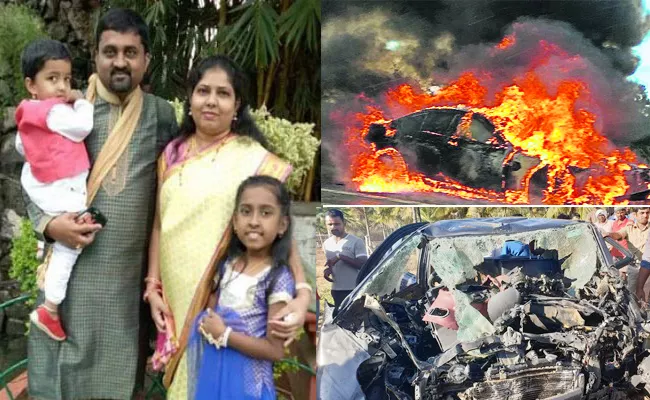 Family Died in Car Fire Accident Karnataka - Sakshi