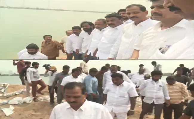 YSRCP Leaders Visit Krishna River Encrochment Area  - Sakshi