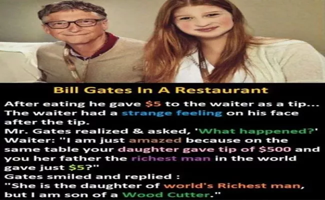 News On Bill Gates Tip To Waiter In Restaurant Is Fake - Sakshi