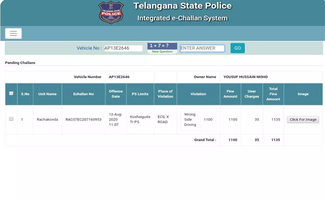 Hyderabad Traffic Police challan to Bike in Rajanna Siricilla - Sakshi