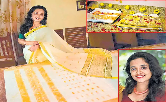 Anna Elizabeth George made a fully edible kasavu sari - Sakshi