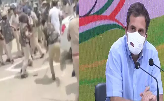 Blood Spilt Again Rahul Gandhi On Lathi Charge On Haryana Farmers - Sakshi