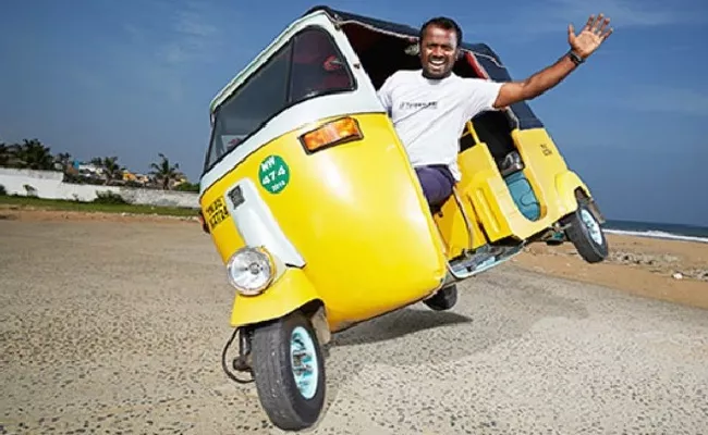 Chennai Man Drove Auto on 2 Wheels More Than 2 km Sets Guinness Record - Sakshi