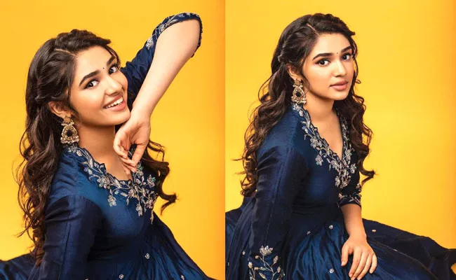Surbhi Shah Designer Uppena Fame Krithi Shetty Stunning looks In Blue Anarkali Dress - Sakshi