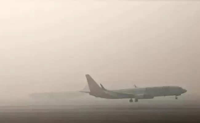 Airplane Circled In The Air Due To Fog In Renigunta Airport - Sakshi