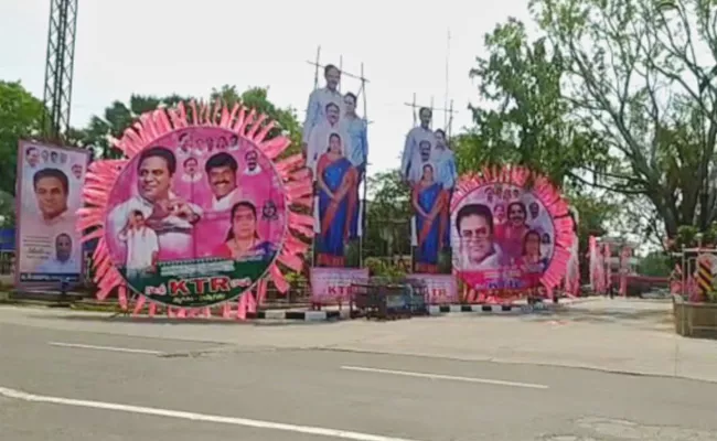 KTR Warangal Tour Warangal Municipal Corporation Penalty Flex Banner - Sakshi