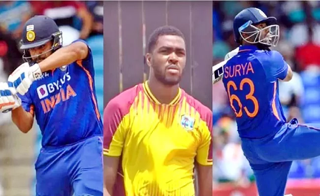 IND vs WI: Rohit-Surya Revenge Obed McCoy Hitting 25 Runs-Single Over - Sakshi