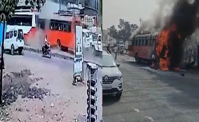A Bus Rams 7 Vehicles On Maharashtra Highway Video Viral - Sakshi