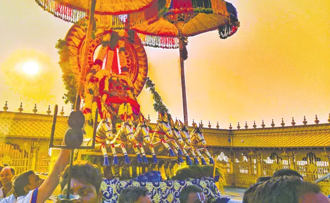 Grand Celebration Of Ratha Saptami In Yadadri Temple - Sakshi