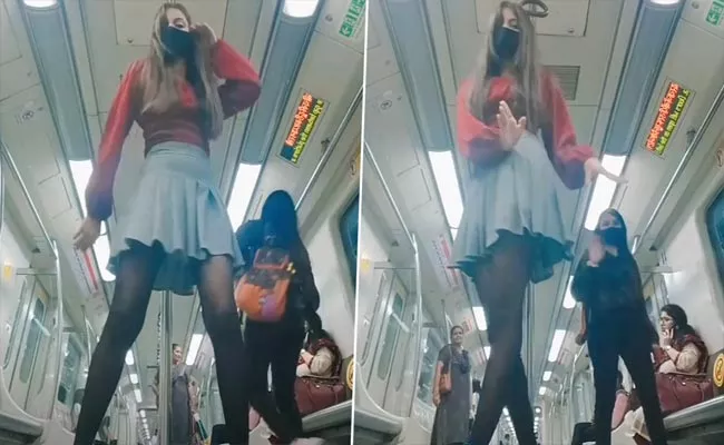 Video:Video Of Woman Dancing To A Punjabi Song Inside Delhi Metro - Sakshi