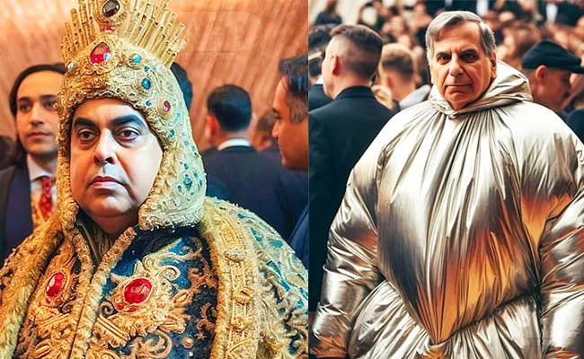 AI pictures of billionaires at Met Gala Ambani Ratan Tata Elon Musk pics viral - Sakshi