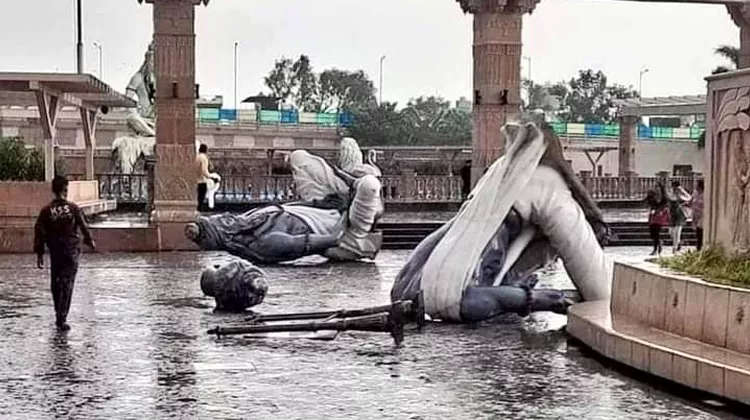 Thunderstorm Effect Statues Damaged In Mahakal Lok