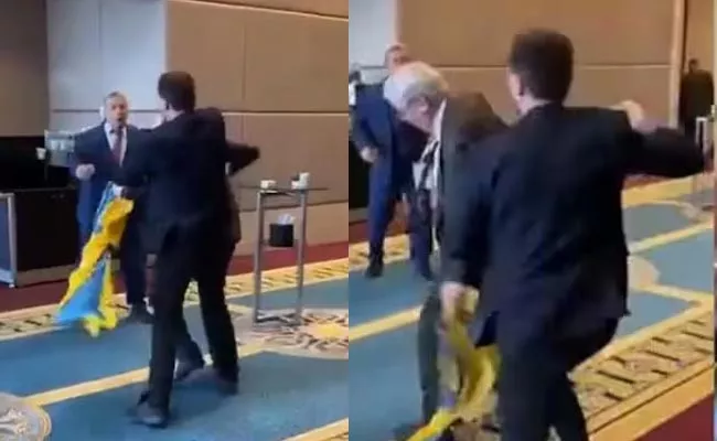 Ukraine MP Oleksandr Marikovskyi Punches Russian Representative At Global Meet - Sakshi