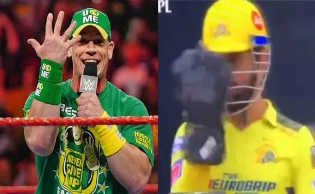 John Cena Shares Picture Of MS Dhoni In Classic You Cant See Me-Pose - Sakshi