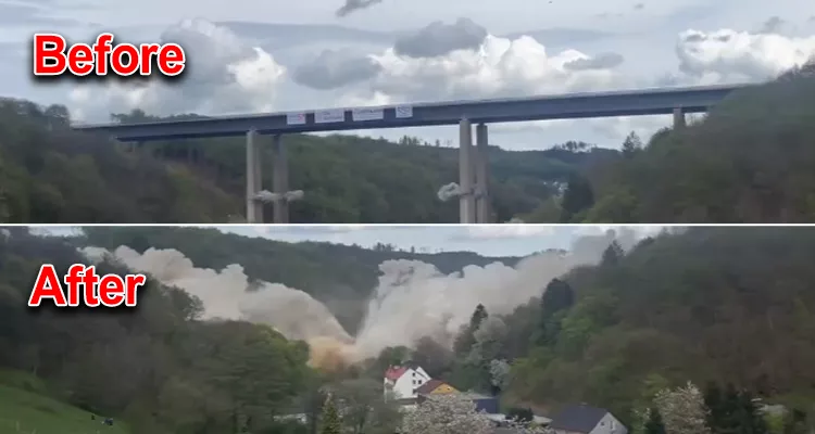 Viral VIdeo Germany Big Bridge Demolition 