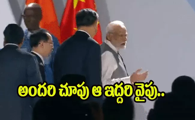 BRICS 2023: PM Modi Shake Hand with Chinese Prez Jinping - Sakshi