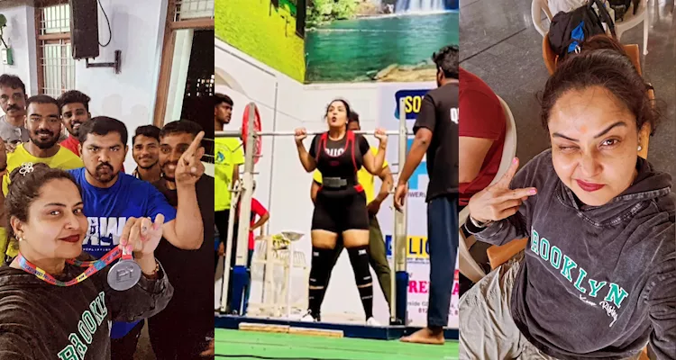 Tollywood Actress Pragathi Won Silver Medal In Weight Lifting