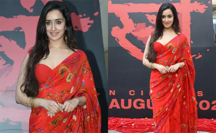 Shraddha Kapoor's Rs 31500 Floral Red Saree For Stree 2 Teaser Launch