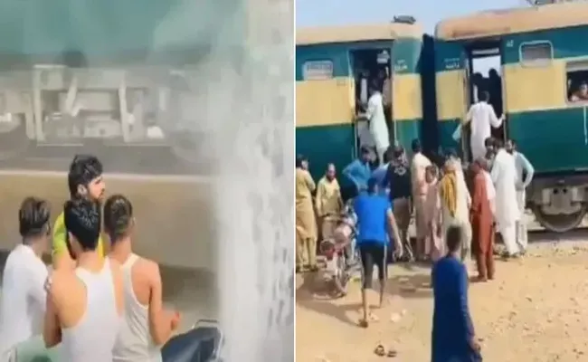 Video: Pranksters splash water on moving train get instant karma