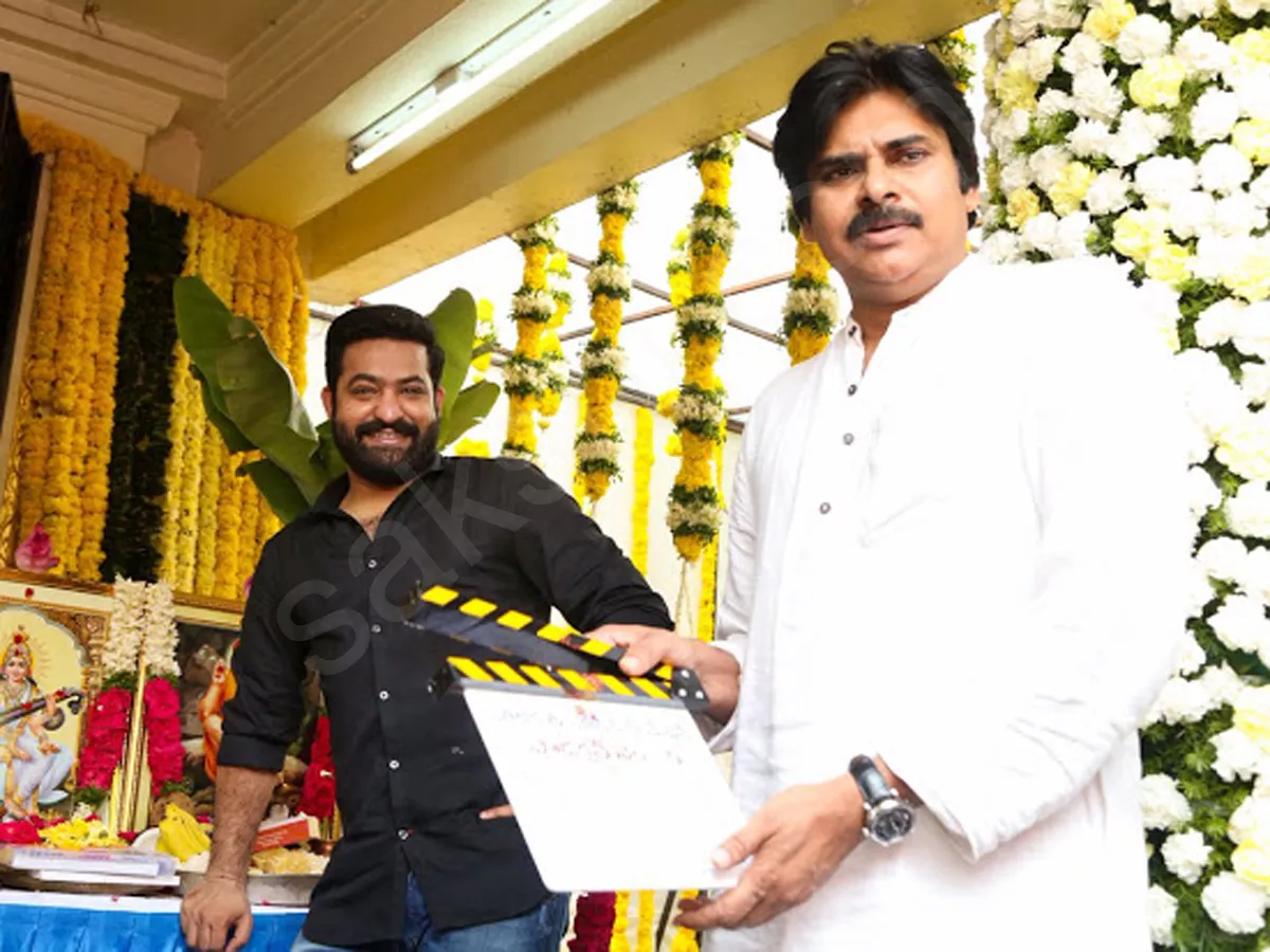 Pawan Kalyan attends the launch of Jr NTR and Trivikram - Sakshi