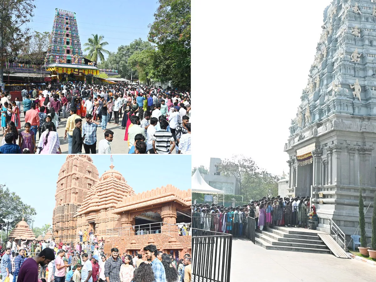 Huge Rush At Temples Due To New Year Photos - Sakshi