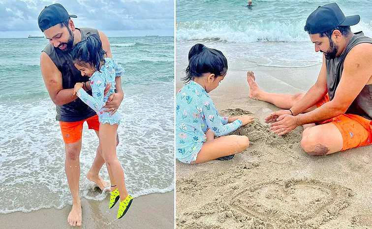 Rohit Sharma enjoys beach day with daughter Samaira during the 2024 T20 World Cup Photos